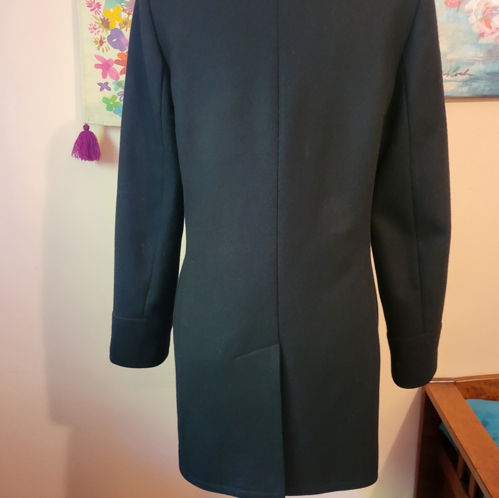 Trina Turk MSRP $589 Lambswool Blend Double- Breasted Black Pea Coat, 10, EUC - Picture 11 of 16